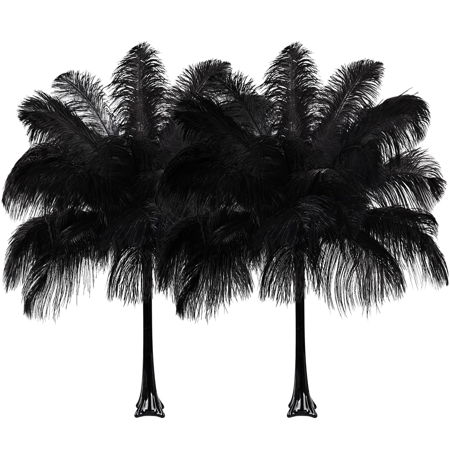 Natural Black Ostrich Feathers Bulk 40 Pack, 10-12 in, 8-10 in (20 Pcs Each), for DIY Vase Craft Wedding Party Centerpieces Christmas Decoration