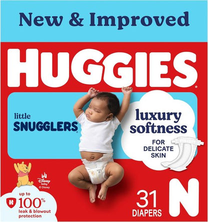 Huggies Newborn Diapers - Little Snugglers for Babies Up to 10 lbs | 31 Count Pack