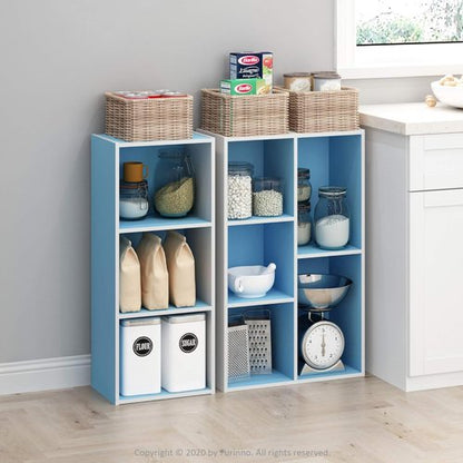 Furinno LUDER 3-Cube Bookshelf - Stylish Open Shelf Design | Easy Assembly | White/Light Blue Finish