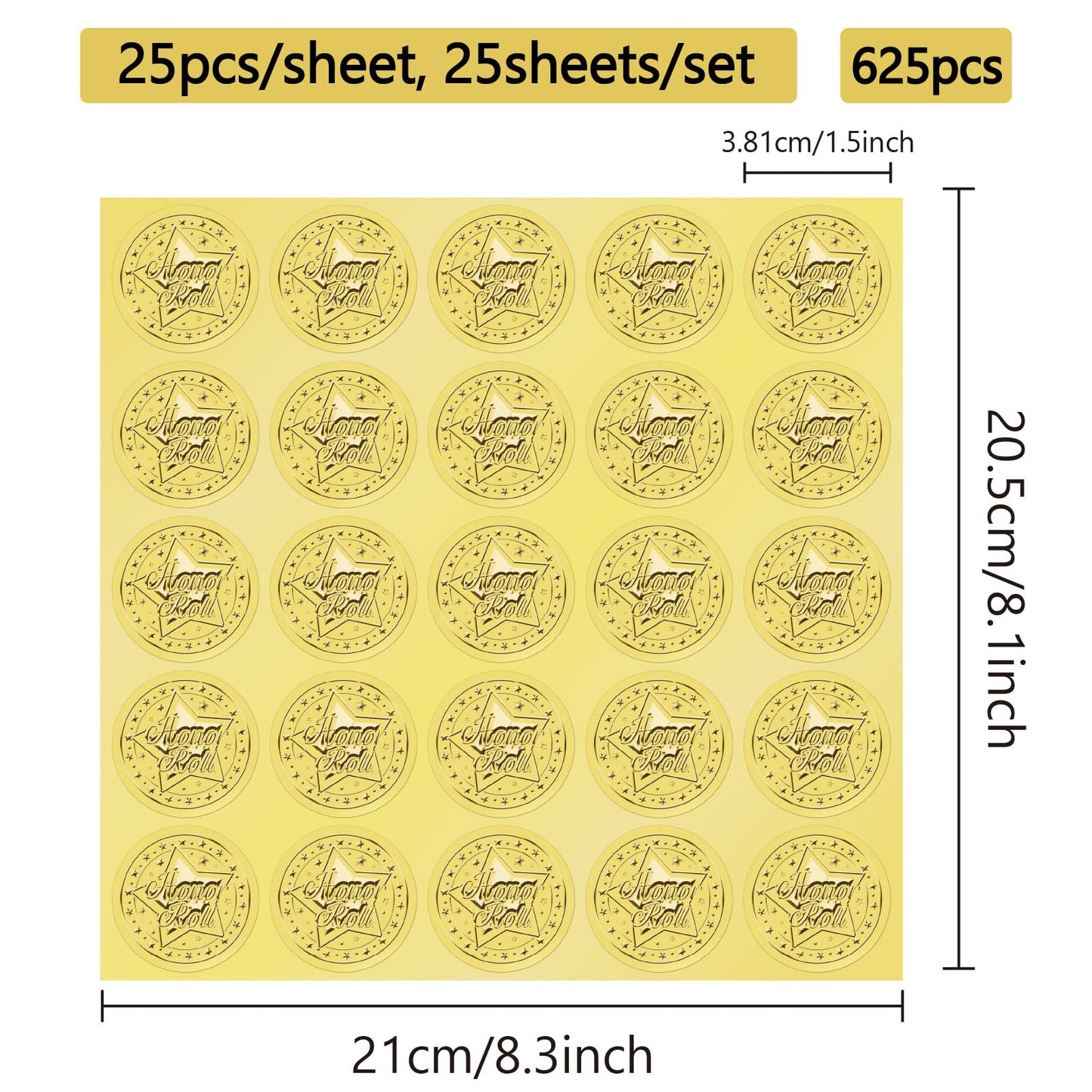 CRASPIRE 625Pcs Honor Roll Star Gold Certificates Stickers 1.5" Foil Embossed Self Adhesive Envelopes Seals Round Labels for Invitation Graduation Award Corporate Diplomas Wedding Gift Wrapping Decor