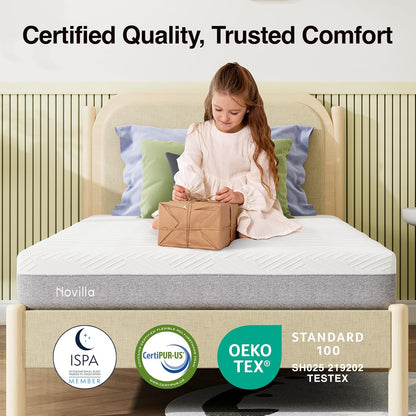Novilla Twin XL Mattress - 6-Inch Gel Memory Foam for Cool Sleep & Pressure Relief | Medium Firm XL Size