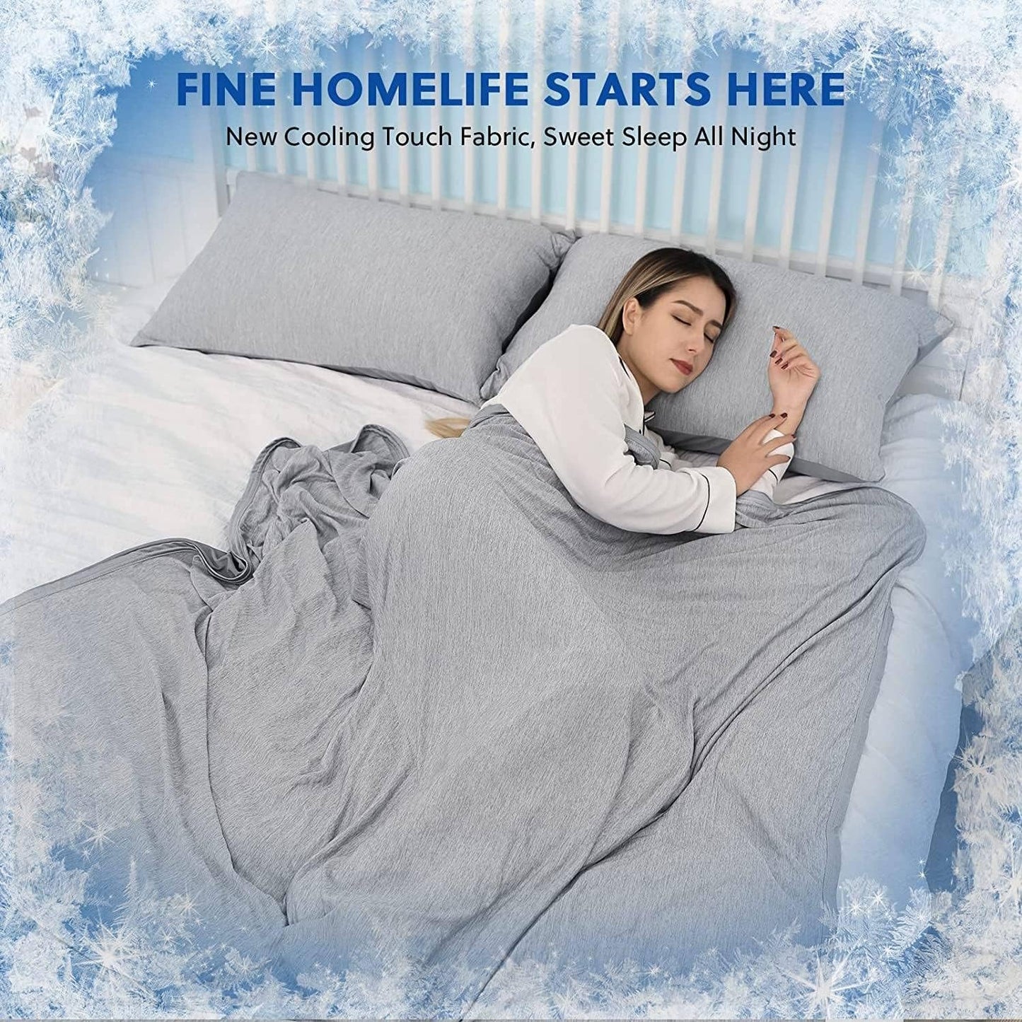 HOMFINE Cooling Blankets for Hot Sleepers, Lightweight Breathable Double Side Blanket for Bed, Grey