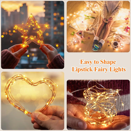132FT(33 4) Lakumu * Fairy Lights Battery Operated, Rechargeable String Lights with Timer, LED Twinkle Lights