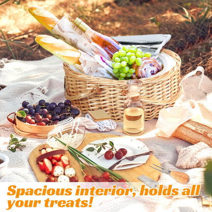 Hap Tim Wicker Picnic Basket Set with Charcuterie Boards for 2 - Unique Gifts Ideas for Couple, Engagement, Wedding, Bridal Shower, Family, Christmas, White Elephant Gifts for Adults(Y2408A-1)