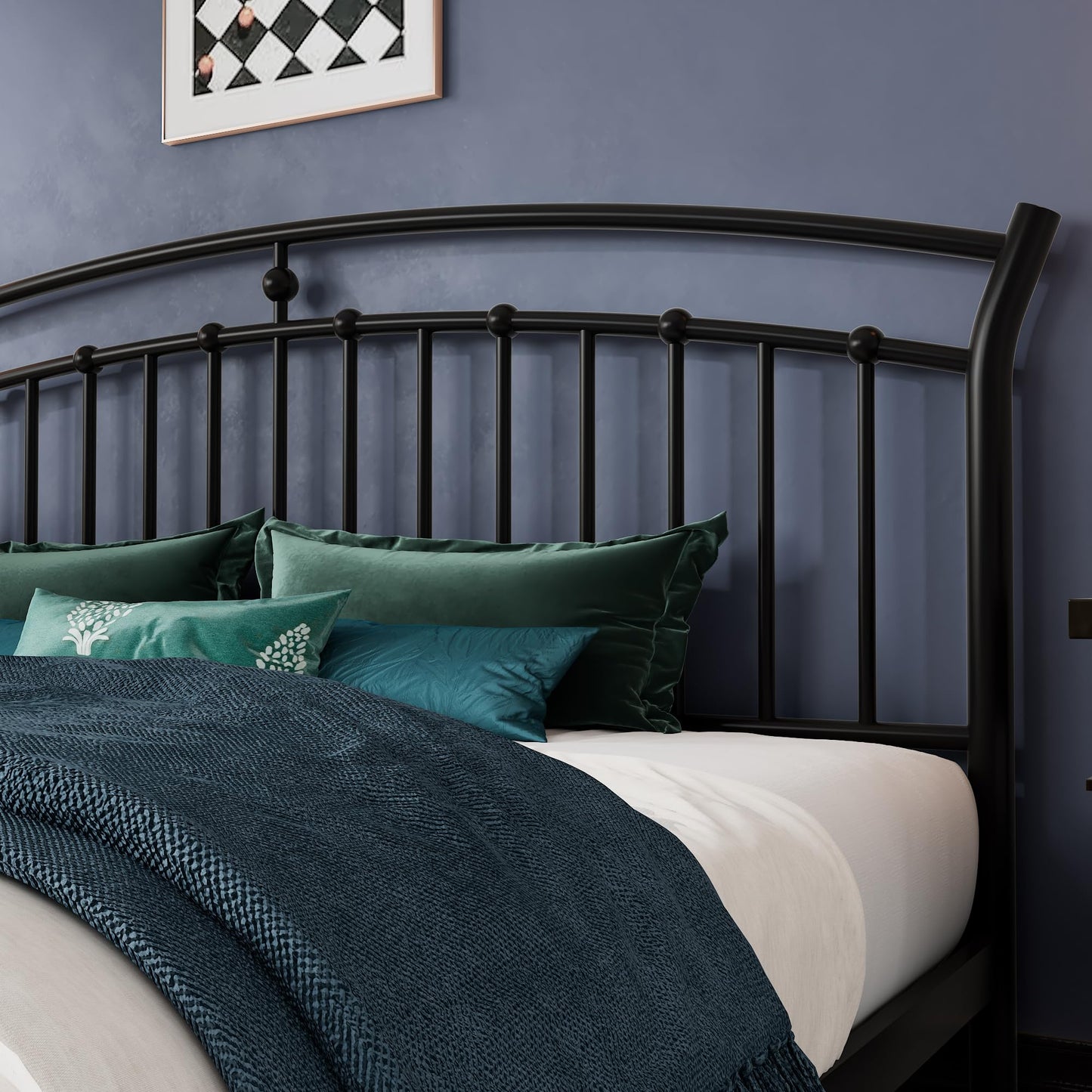 Einhomn King Size Bed Frame, Classic Black Metal Bed Frame with 12" Under-Bed Storage, Heavy Duty Steel Slat Support, Noise-Free, No Box Spring Needed, Easy Assembly