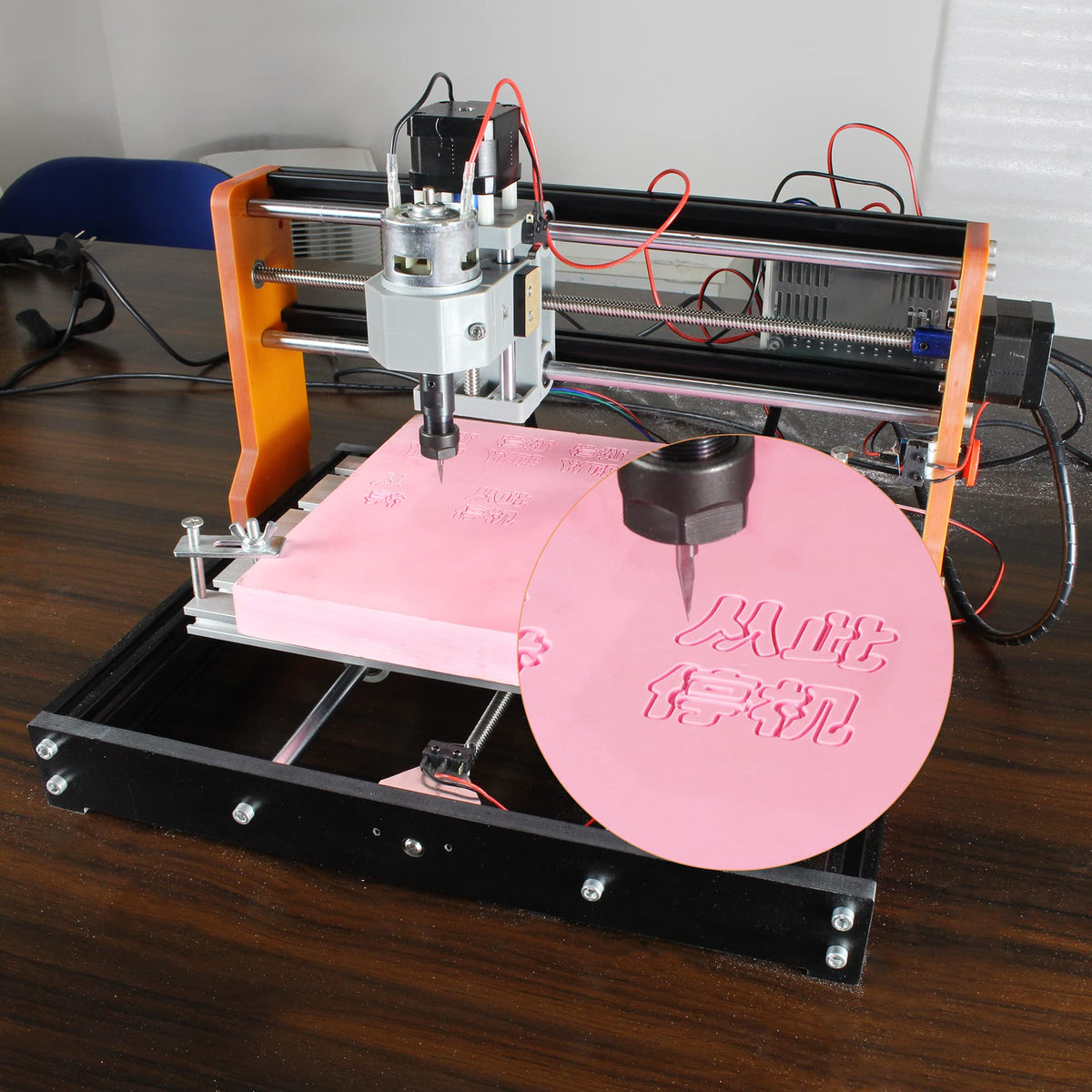 RATTMMOTOR Upgrade 3018-PRO CNC Wood Router Machine Kit 3 Axis GRBL DIY Mini CNC Engraver Milling Machine+Emergency Stop and Limit Switch for Cutting Plastic Acrylic PVC PCB Wood