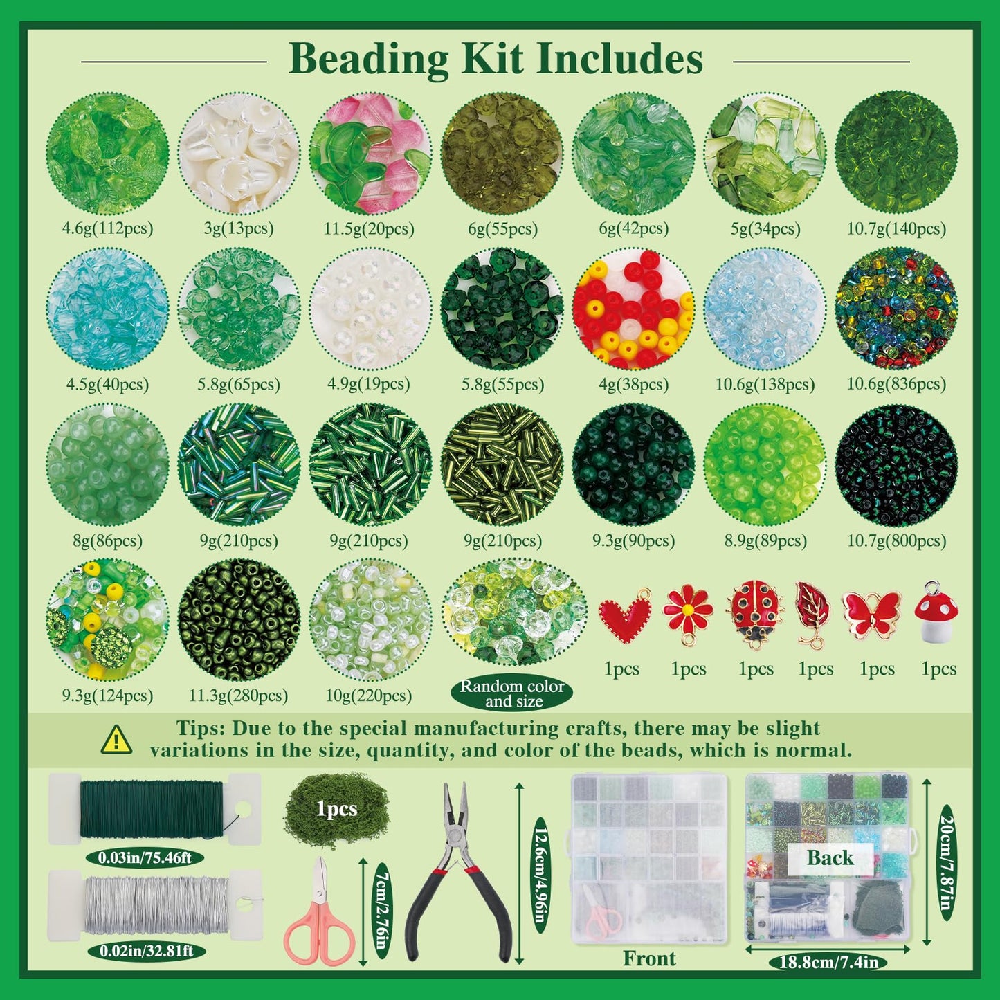 GarfxG Beaded Plant Kit, Green Glass Beads Plants Kit, Forever Plant Beads Green Beads with Step by Step Instructions, Video Tutorials, DIY Making Tools for Home Decor Jewelry Making DIY Craft