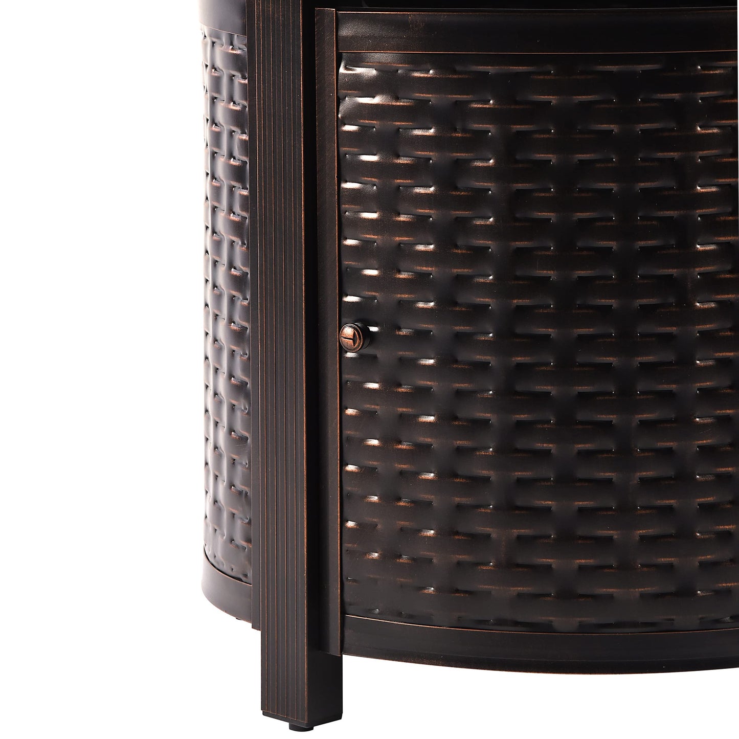 Oakland Living Round 34 in. x 34 in. Aluminum Propane Fire Pit Table with Glass Beads, Two Covers, Lid, 37,000 BTUs in Copper Finish