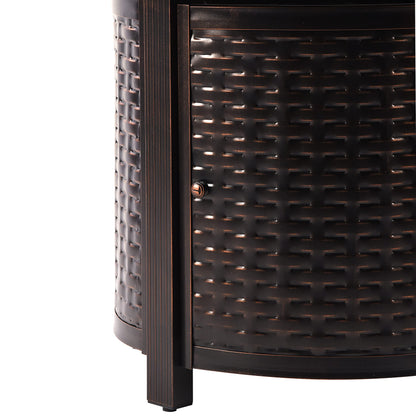 Oakland Living Round 34 in. x 34 in. Aluminum Propane Fire Pit Table with Glass Beads, Two Covers, Lid, 37,000 BTUs in Copper Finish