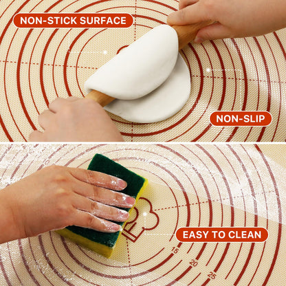 26x16 Inch Extra Thick Silicone Baking Mat with Measurements, Non-slip and Reusable - For Cookies, Bread, Pastry