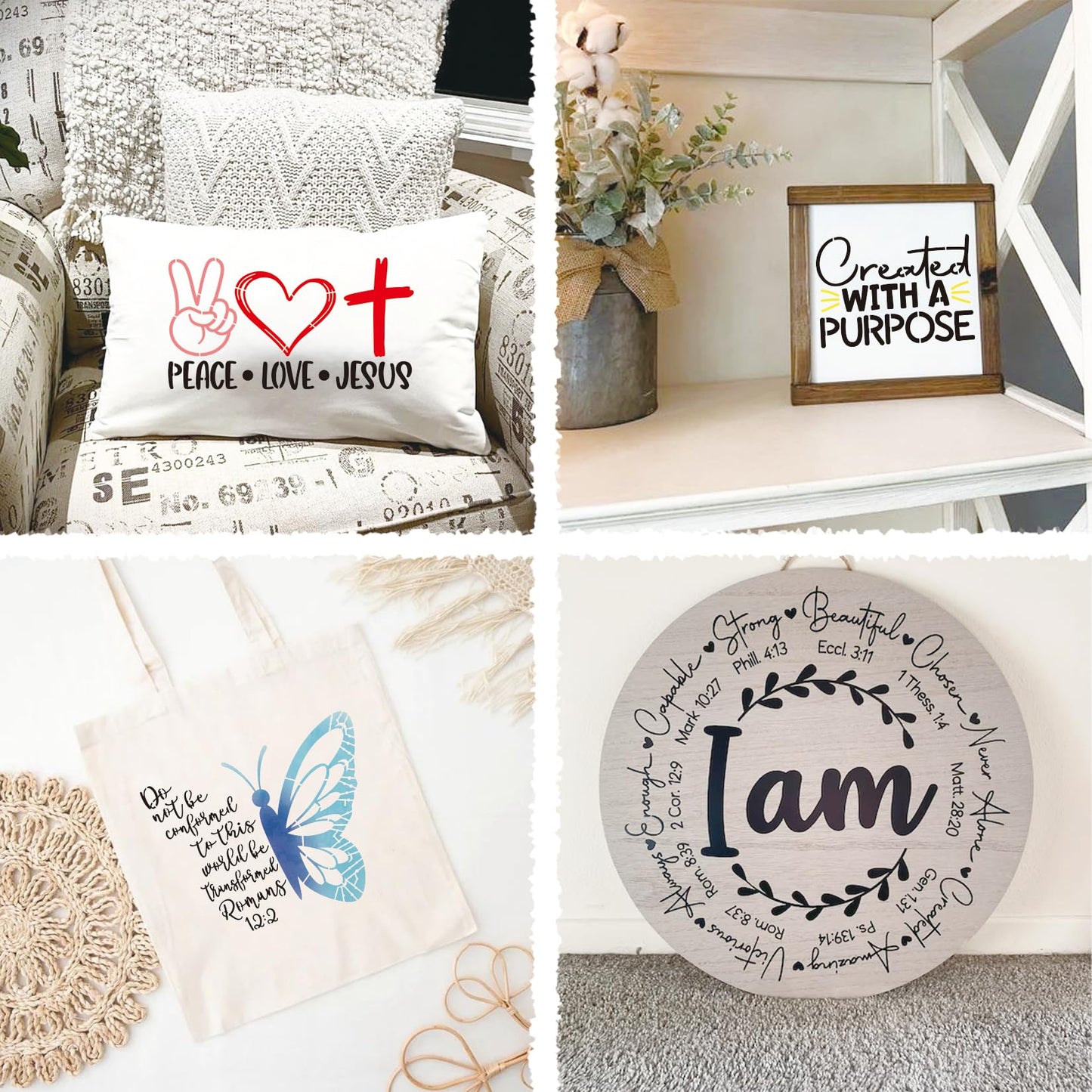 21pcs Christian Stencils for Crafts Reusable Motivational Bible Verse Template Drawing Religious Stencils for Painting on Wood Sign Fabric Canvas DIY Crafts Office Home Decoration(bible21)