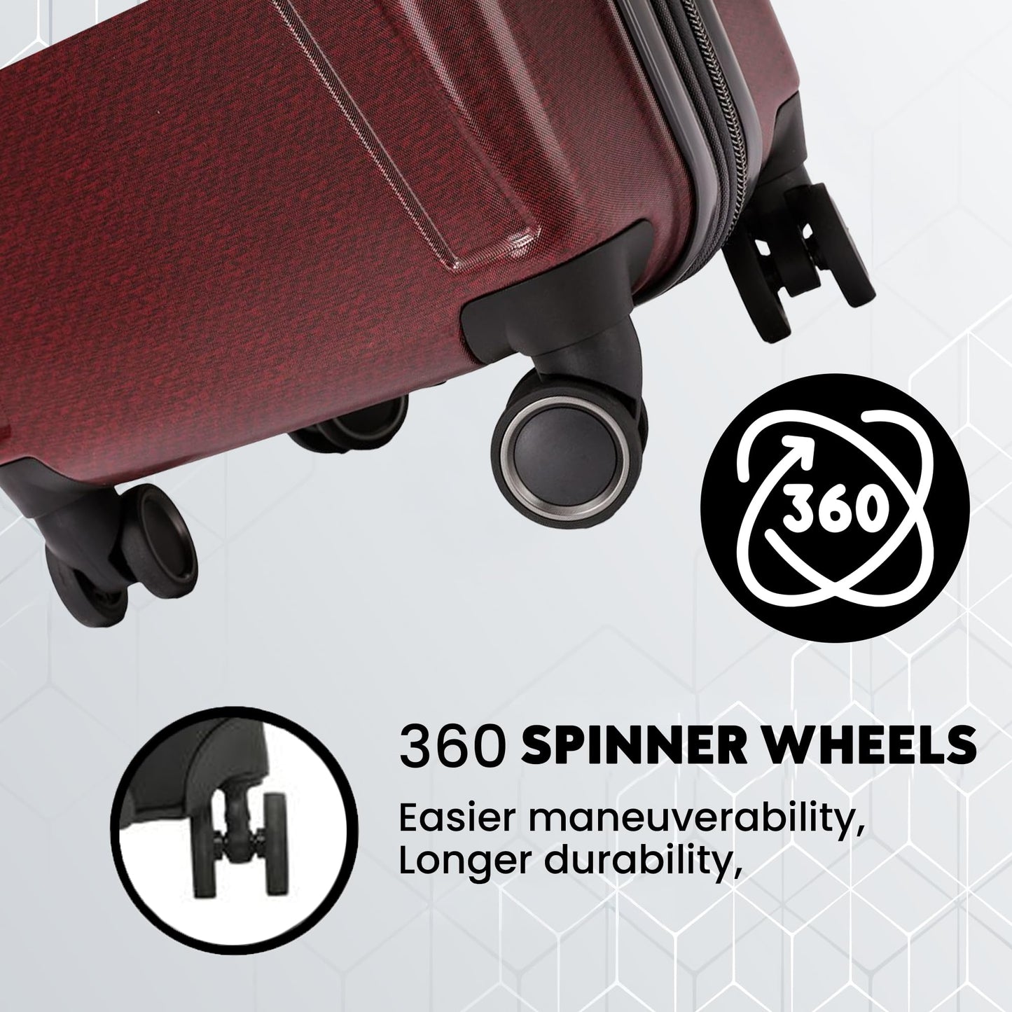 Spyder Traverse 3 Piece Carry On & Checked Suitcase Set with 360° Spinner Wheels, TSA Approved Lock (20 Inch, 25 Inch, 29 Inch), Cherry