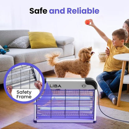 LiBa Electric Bug Zapper | Powerful 2800V Indoor Insect Killer - Includes 2 Extra Replacement Bulbs - Easy to Clean