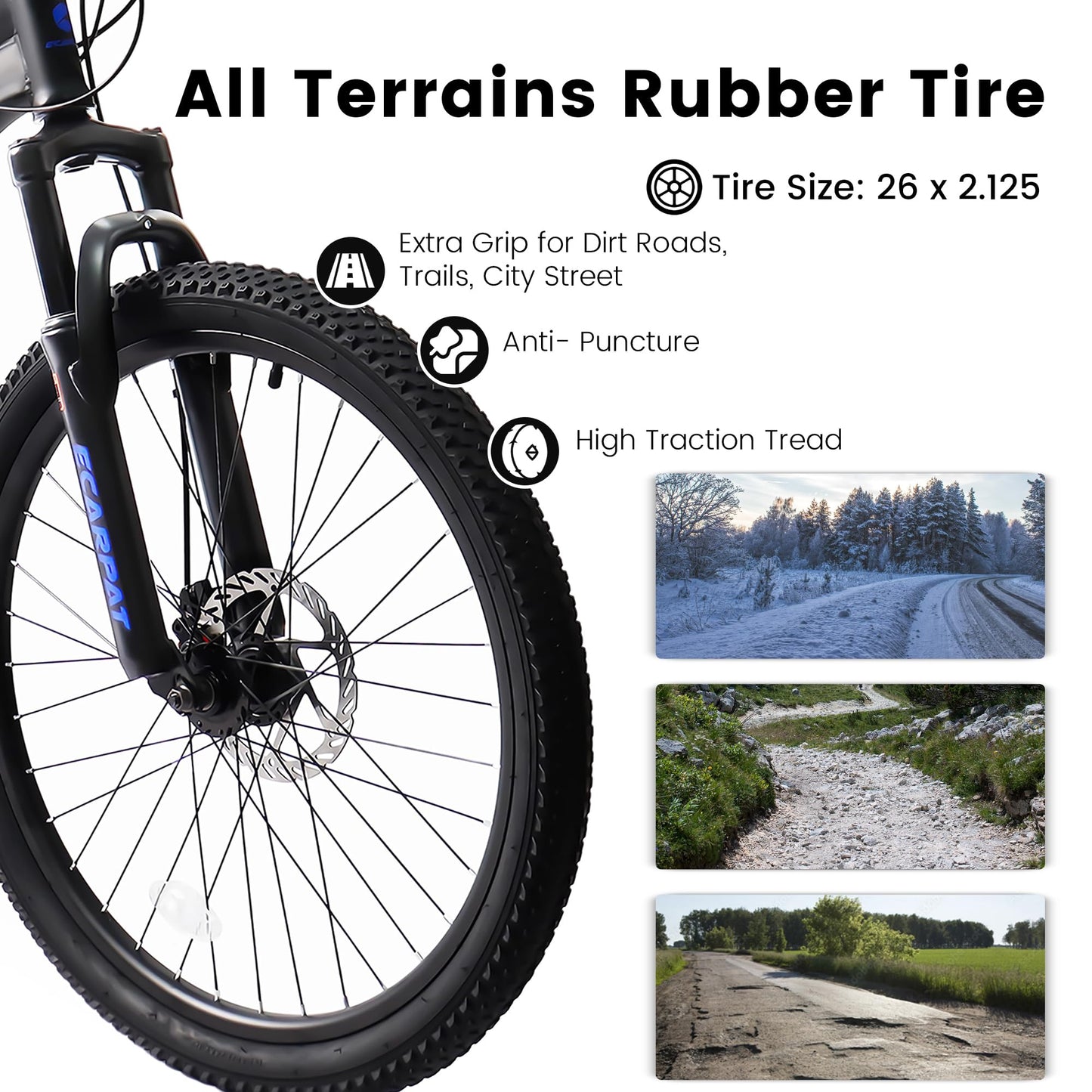 Ecarpat Full Suspension 26 Inch Mountain Bike, 21-Speed Mountain Bicycle with Disc Brake, Carbon Steel Frame, Trail Commuter City MTB Bike