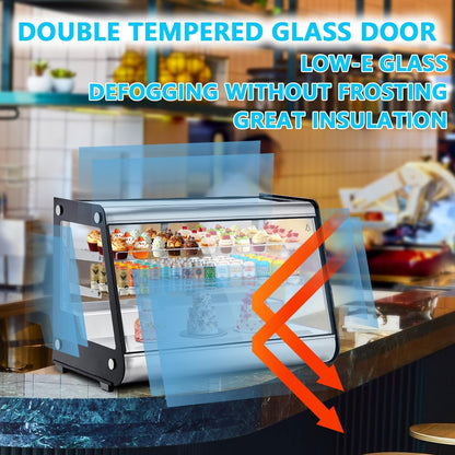 PeacefulHues Commercial Display Refrigerator 6.5 Cu Ft, Countertop Refrigerated Display Case with LED Lighting for Bakery, Cafe, 110V/176W