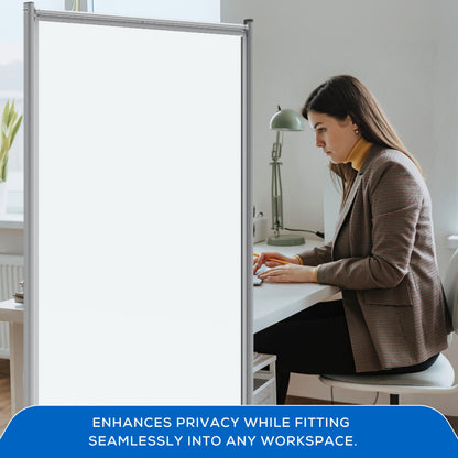 FSE 373-MD4072W Mobile Magnetic Whiteboard Room Divider, 75" Tall Double-Sided Board, Sound Proof Partition Wall Divider with Locking Casters, Steel Frame, Ghost-Resistant Surface, White/Silver