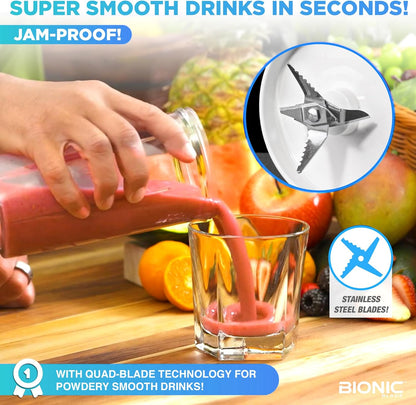 Bionic Blade Personal Blender 26.5 oz, Cordless, Air Tight, Rechargeable 18,000 RPM Portable Blender for Shakes
