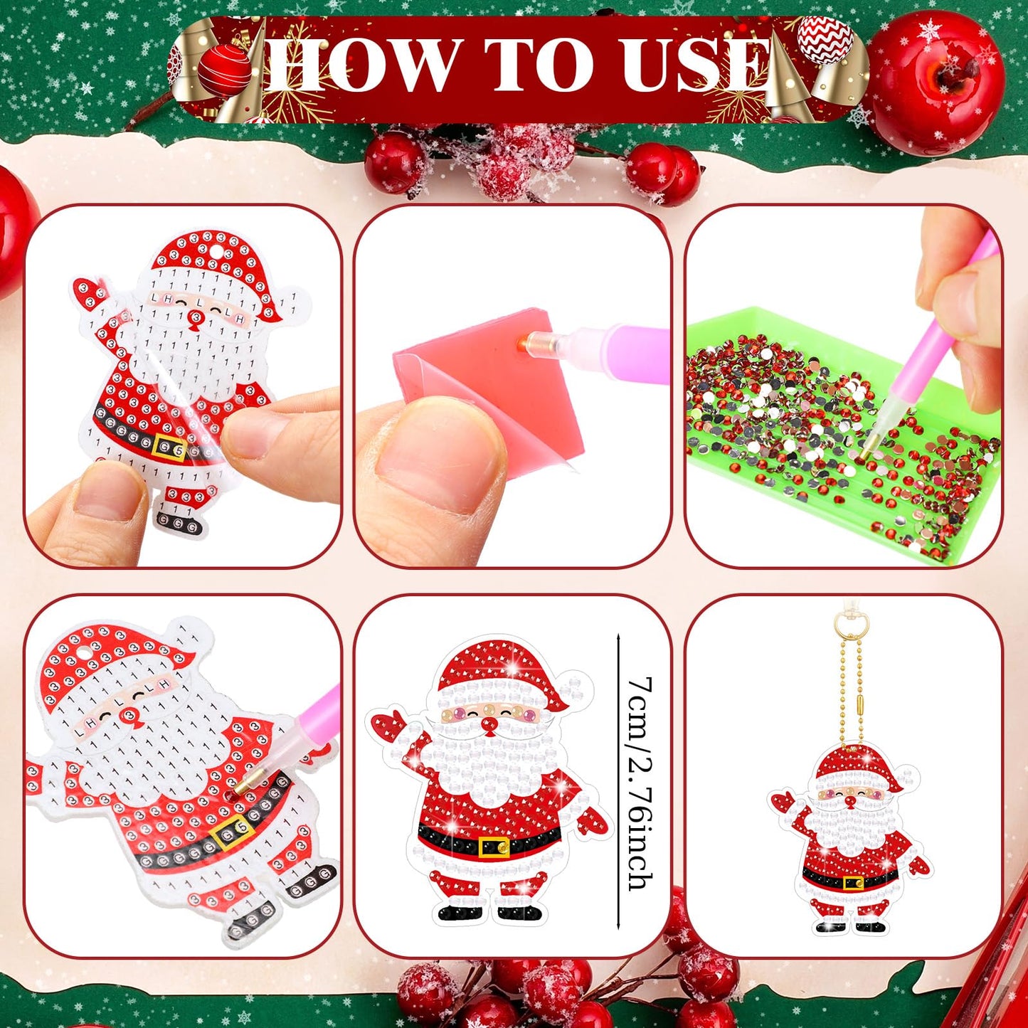Cinnvoice Advent Calendar 2026 Santa Down the Chimney Christmas Diamond Painting Kits 24 Days Christmas Countdown Calendar DIY Gem Keychains Christmas Gift for Stockings Hanging Ornaments Party Favors