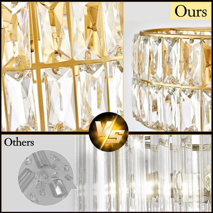 CATINER 24'' Modern Crystal Chandelier 8-Lights Luxury Gold Semi Flush Mount Ceiling Light Fixtures Round Crystal Pendant Chandelier for Living Room Dining Room Foyer Bedroom Kitchen