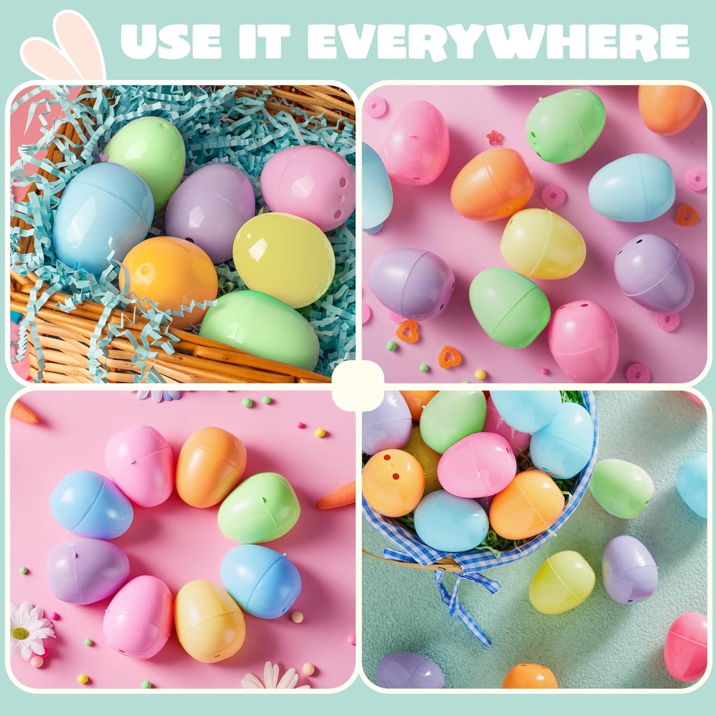 25PCS 2.3" JOYIN Pastel Easter Eggs, Empty Plastic Eggs, Colorful Plastic Eggshell Bulks for Easter Hunt, Filling