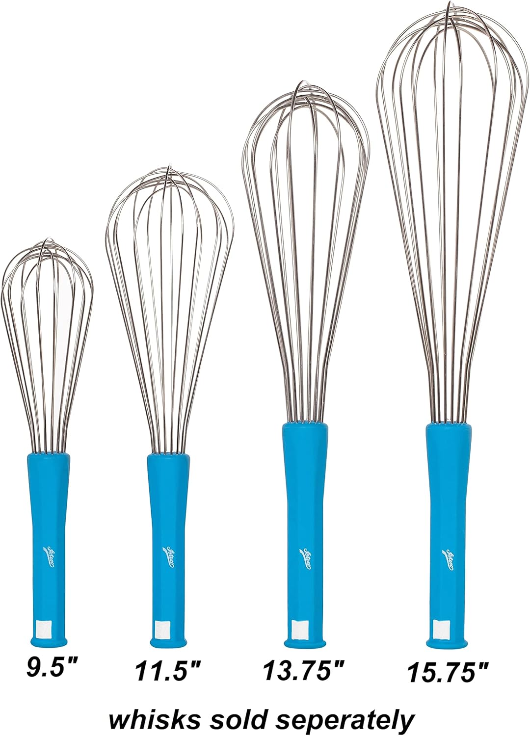 Ateco Professional 9.5-Inch Whisk, Stainless Steel Tines and Non-Slip Handle