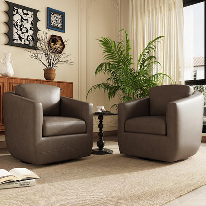 MALOL 360° Swivel Accent Chair Set of 2 with Pillow - Comfy Living Room Armchair No-Sag Foam & Sturdy Metal Base, Fully Assembled Swivel Accent Single Sofa for Bedroom Living Room, Office, Wolf Grey