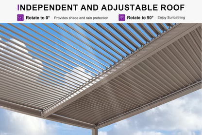 PURPLE LEAF Louvered Pergola 10' × 13' Outdoor Hardtop Gazebo Adjustable Aluminum Sun Shade for Deck Garden Backyard Patio Retractable Roof Canopy