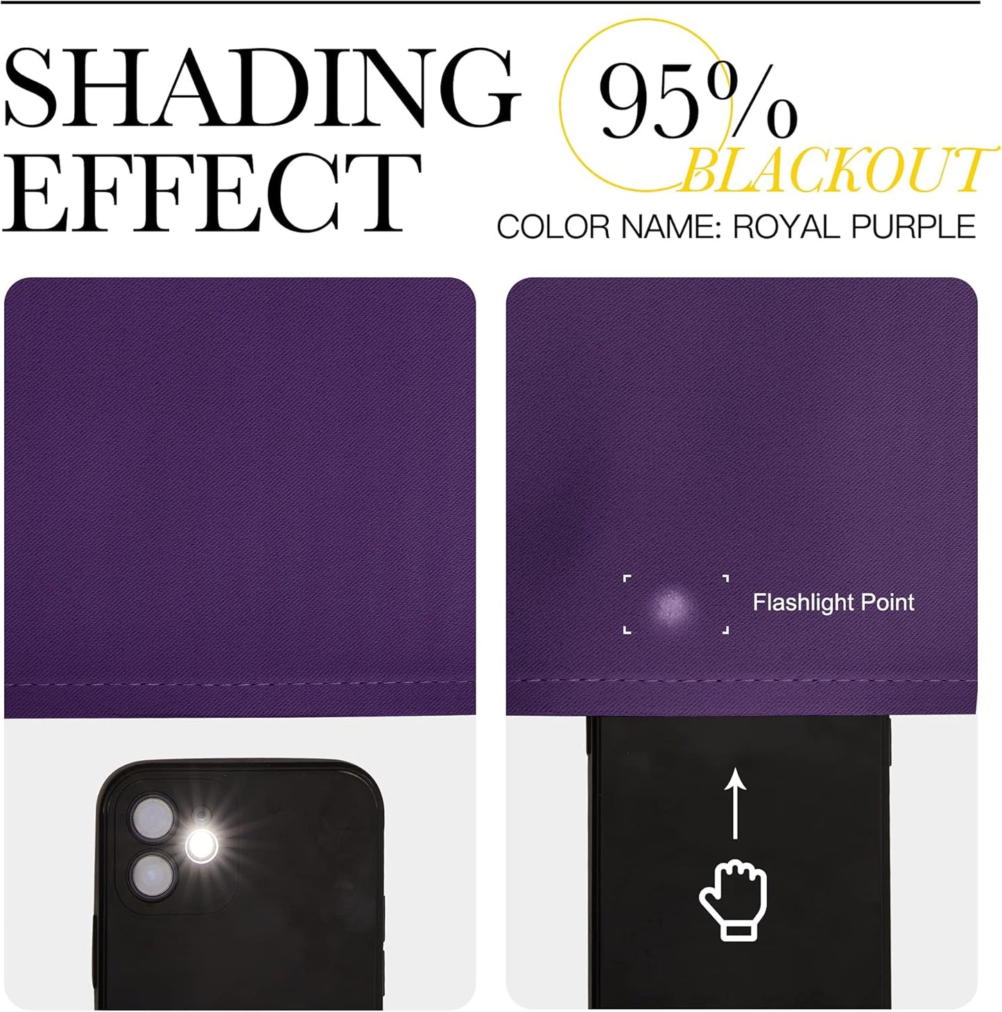 NICETOWN Royal Purple Blackout Curtains - Thermal Insulated Long Drapes, 120" Length, 2 Panels, 55" Wide