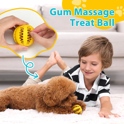 PrimePets Dog Puzzle Toy 4 Pack, Interactive Treat Dispensing Dog Toys, Slow Feeder Ball for Small Dogs and Puppies, Enrichement Toy Balls for Teething, Fetching and Playing