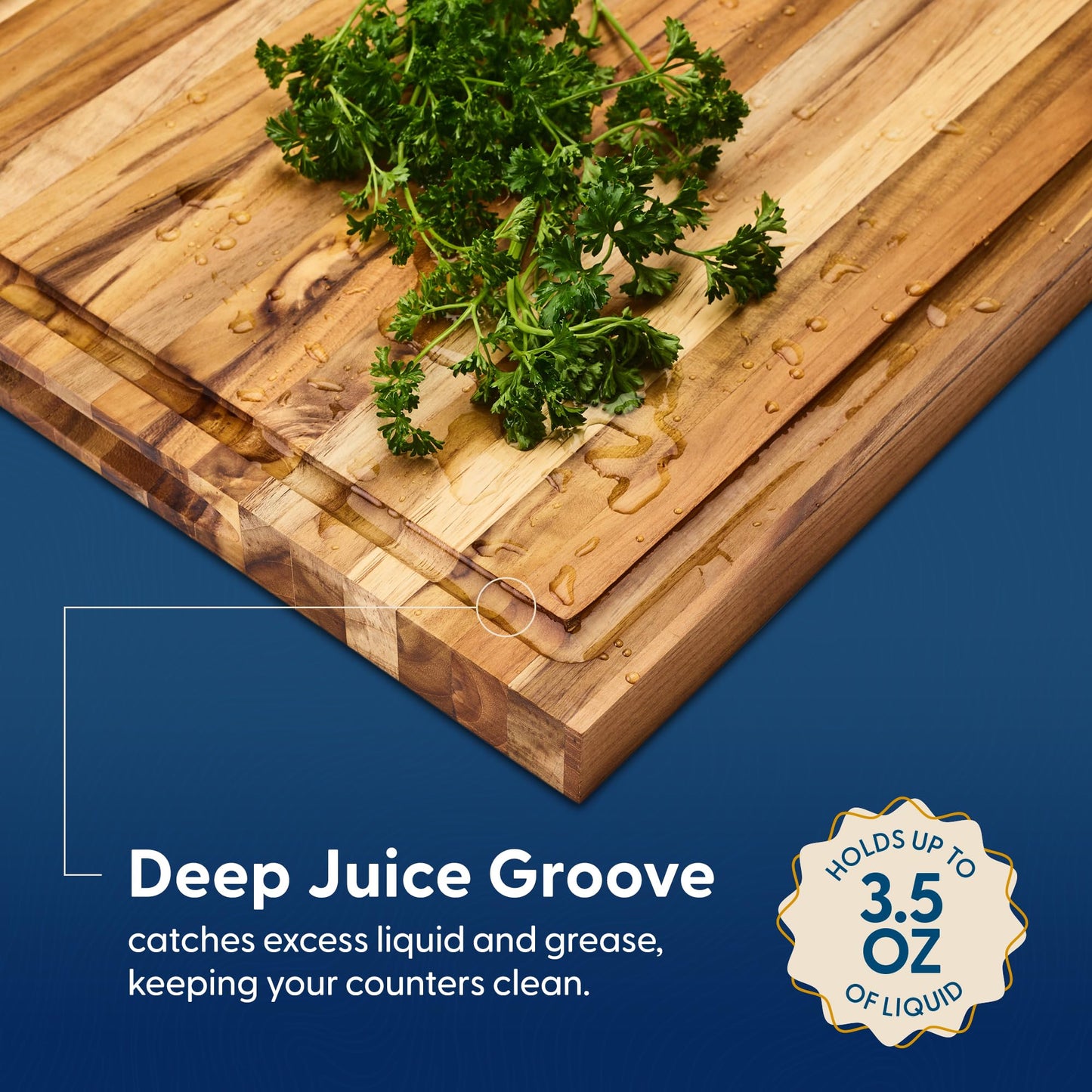 Sonder Los Angeles Laurel Cutting Board | Teak Edge Grain Cutting Board for Kitchen with Juice Groove | Reversible Charcuterie Butcher Block | Gift Box Included | 18x14x1.25 in