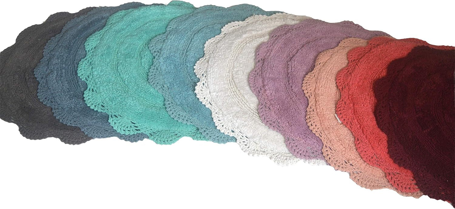 Chardin Home Lavender Crochet Bathrug, 100% Cotton Round Bathmat, 24 Inch Diameter, Handcrafted