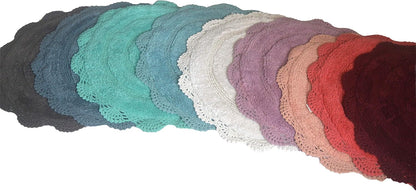 Chardin Home Lavender Crochet Bathrug, 100% Cotton Round Bathmat, 24 Inch Diameter, Handcrafted