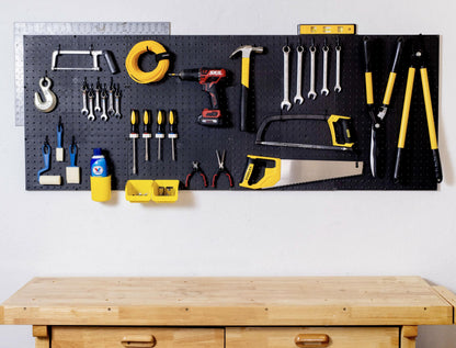 WallPeg Pegboard Kit - 4 Each 24"x16" Peg Board Panels - Made in USA - Mounted Size is 64" x 24" Pegboards Wall Organizer for Walls Home, Garage Tool Storage, Office Organization, Kitchen, Craft Room