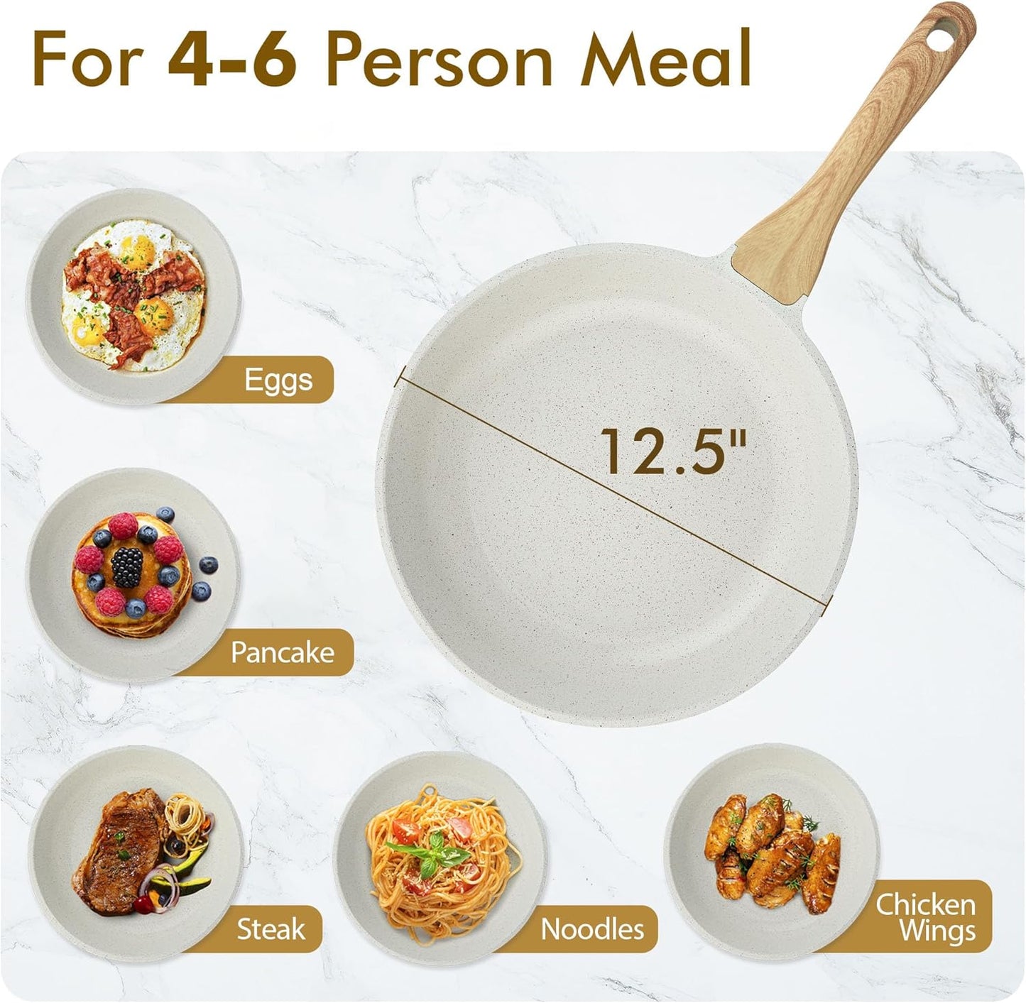 12.5 Inch SENSARTE Nonstick Ceramic Frying Pan Skillet, Omelet Pan, Healthy Non Toxic Chef Pan, Induction Compatible