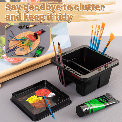 MyLifeUNIT Paint Brush Cleaner, Paint Brush Holder and Organizers for Acrylic, Watercolor, and Water-Based Paints (Black)