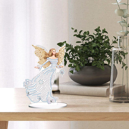 JZHYOAN Angel Diamond Art Desktop Ornaments Gem Painting Table Ornaments Diamond Painting Desk Stand DIY Desktop Kits with Special Shape Gem Art for Adults Crystal Arts Mosaic Kit
