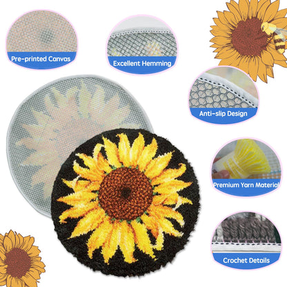 MIAOLLUN Hummingbird Flower Latch Hook Kits for Adults Beginner, DIY Bird Pre-Printed Canvas Rug Cushion Making Craft Embroidery Crochet Yarn Kit 52X38cm