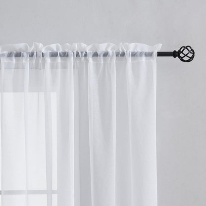 Home Brilliant White Sheer Curtains, 63 Inch Length Rod Pocket Drape, 54" Width x 63" Length, 2 Panels