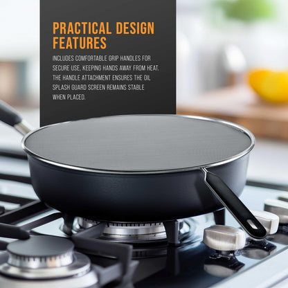 U.S. Kitchen Supply 4-Piece Stainless Steel Splatter Guard Set (13", 11.5", 10",8”) Fine Mesh Cover, Grease & Oil, Splatter Screen for Frying Pan, Cooking Pots, with Comfort Grip Handles