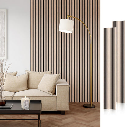 Smartstandard Wood Slat Acoustic Panels, 106" x 12.6" Each Soundpoof Wooden Slat Wall Panel - Walnut, 4 Pack