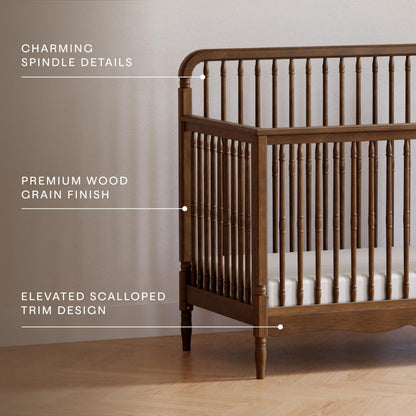 Namesake Liberty 4-in-1 Convertible Spindle Crib, Converts from Full-Size Crib to a Toddler Bed, Daybed, and Full-Size Bed, Easy to Assemble, Greenguard Gold Certified (Natural Walnut)