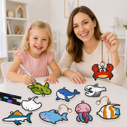 CZTCDP 3D Art Kit, Ocean Animals Magic Foam Texture Painting Set, 15 Pcs Mess Free Craft Kit for Kids – Screen Free Play, Creative Birthday Christmas Gift for Boys and Girls Ages 3-10