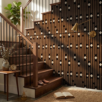 PVC Acoustic Wall Panels, Geometric Sound-Reducing Panels with Built-in Acoustic Layer, 23.6 × 47.2 Inches, 4 Panels per Box, Modern Decorative Wall Panels (Grey) (Walnut)