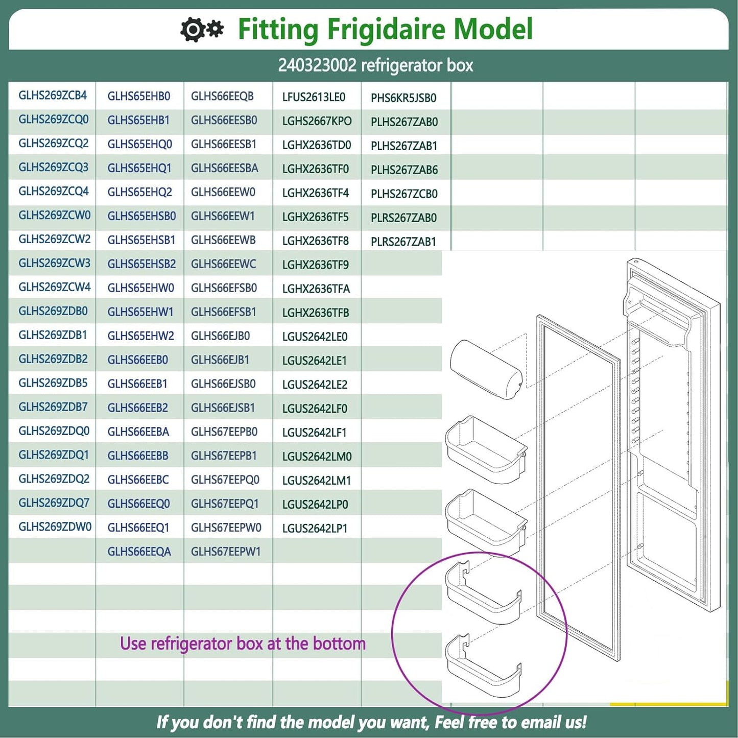 240323002 Refrigerator Door Bin Shelf for Frigidaire or Electrolux, Clear, Bottom 2 Shelves, Replaces PS429725