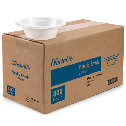 Bluetable 5 oz Bowls Plastic Small Bulk Case Pack (800 Count) Disposable Bowl White – for Party Dessert Mini Bowls Soup & Horderves Great for Paint Project Small Bulk [800 Pack/Case]