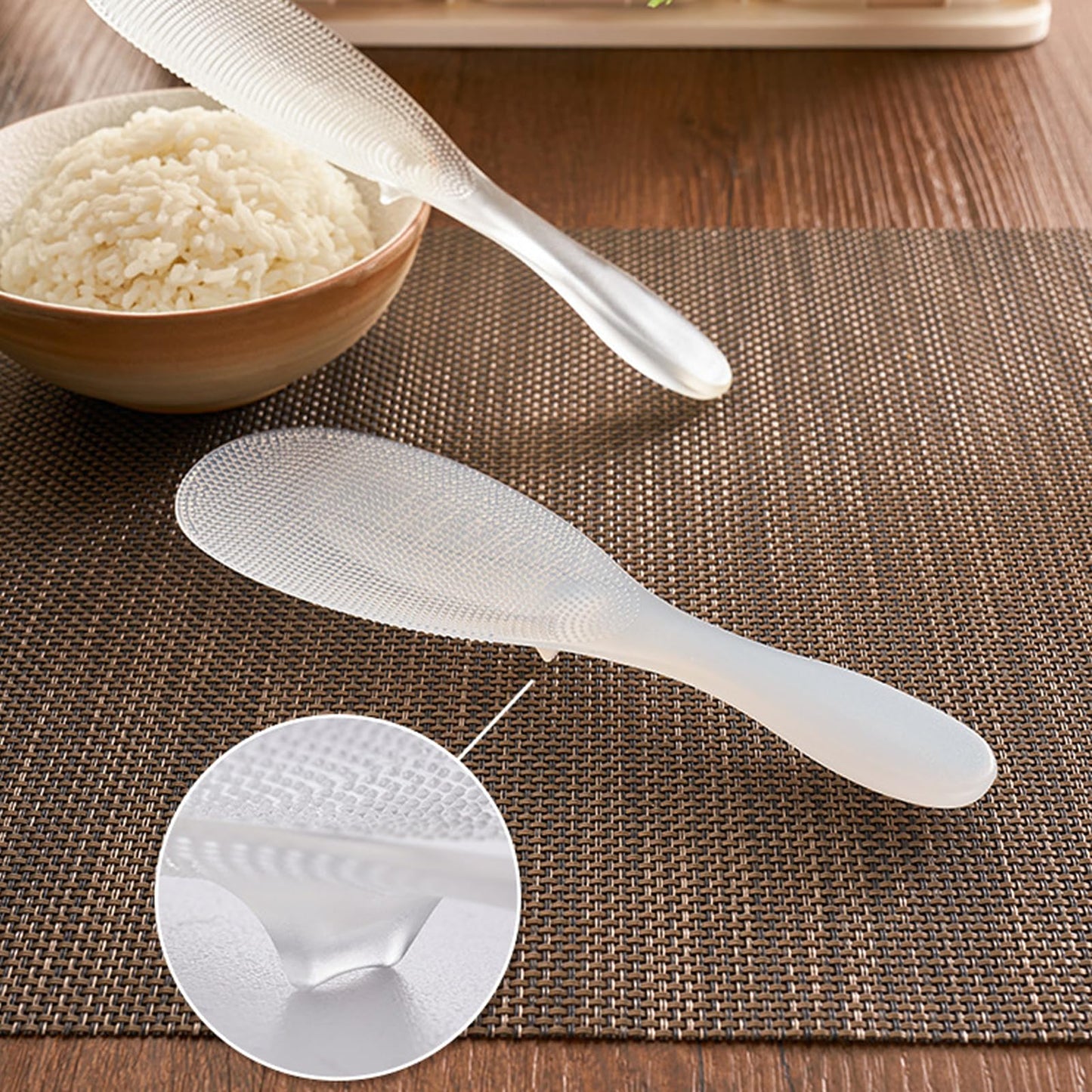 H&Zebrabro 2 Pcs Japanese Style Rice Paddle, Food-grade Non Stick Rice Scooper Spoon, Heat Resistant Rice Spoon Paddle for Rice Cooker, Dishwasher Safe (Transparent), 8 inches