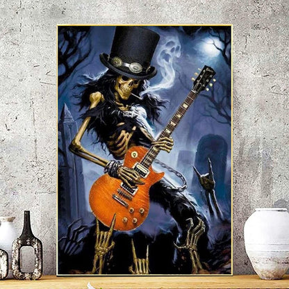 YIMORE Skull Guitar 14x20 Inches 5D DIY Diamond Art Painting Kits Full Round Drill for Home Wall Decor
