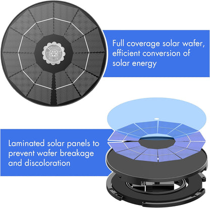 AISITIN Solar Fountain Pump - DIY Water Feature with 6 Nozzles & 3.9ft Cord | Perfect for Bird Baths & Gardens