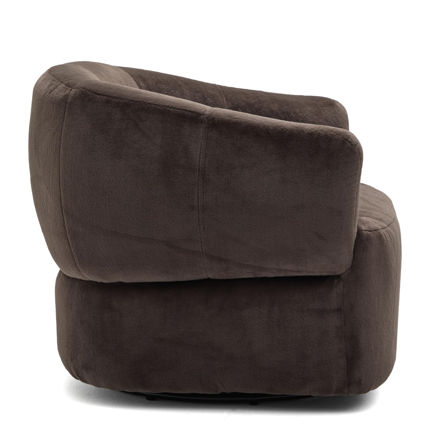 Christopher Knight Home Manie Plush Fabric 360° Swivel Accent Chair, Solid Wood Living Room Swivel Barrel Chair, Rotating Single Lounge Sofa, Comfy Reading Armchair, Dark Brown