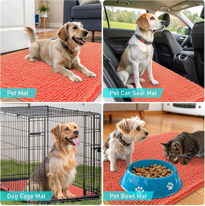 OLANLY Dog Door Mat - Absorbent Non-Slip Mud Mat for Indoor Use | 24x16 Coral, Quick Dry Chenille